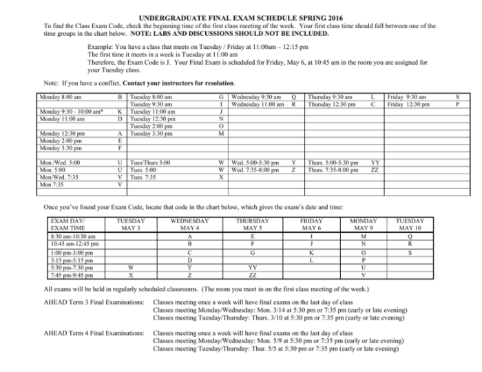 Exam schedule final fall featured galan eric