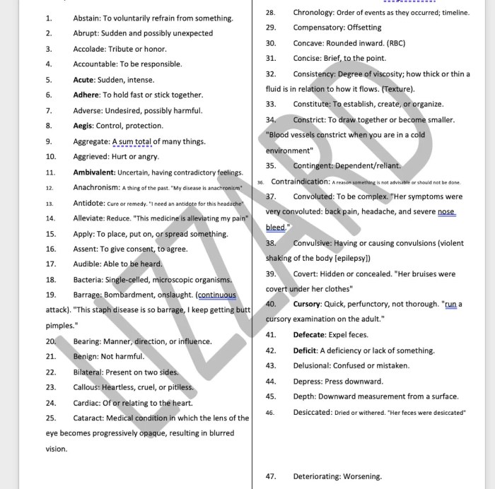 Hesi a2 vocabulary list pdf