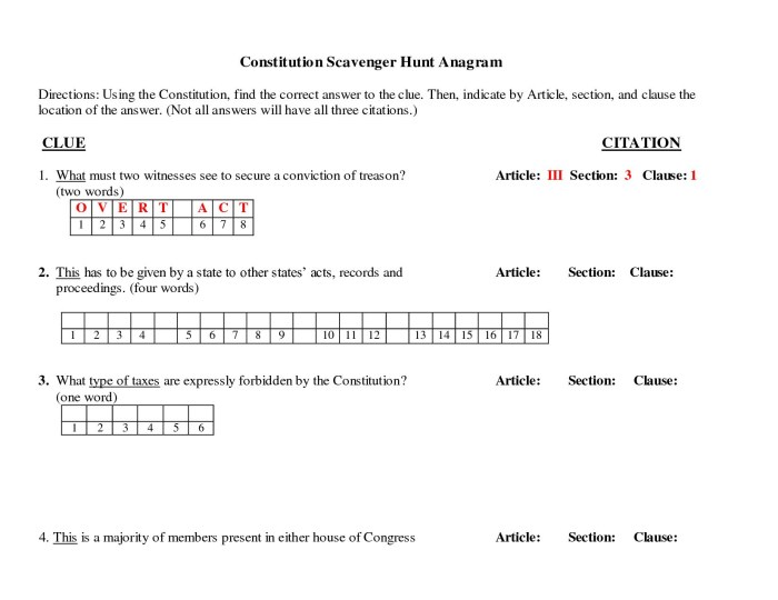 Us constitution scavenger hunt answer key